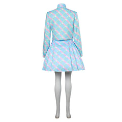 Movie Barbie 2023 Margot Robbie Barbie Outfits Blue Dress Cosplay Costume Halloween Carnival Suit