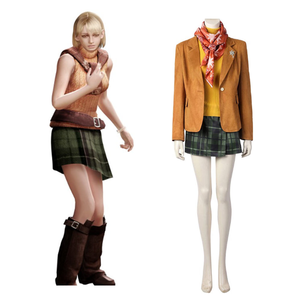Game Resident Evil 4 Ashley Graham Cosplay Halloween Costume Set