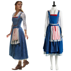 Movie Beauty and the Beast 2017 Film Belle Emma Watson Maid Dress Halloween Carnival Suit
