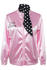 Grease Pink Ladies Silks and Satins Jacket Costume Women Halloween Carnival Suit