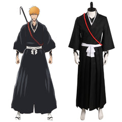 Anime Ichigo Black Kimono Cosplay Costume Outfits Halloween Carnival Suit