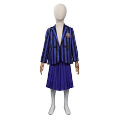 Kid Girls Wednesday Addams Wednesday Cosplay Costume Blue School Uniform Skirt Outfits Halloween Carnival Party Suit