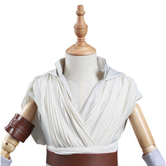 Kids Children Movie The Rise Of Skywalker Rey White Outfit Cosplay Costume Halloween Carnival Suit