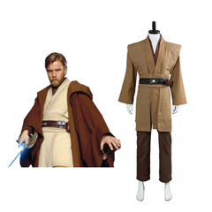 Movie Star Wars Kenobi Jedi Tunic Cosplay Costume Brown Version No Cloak Halloween Carnival Suit