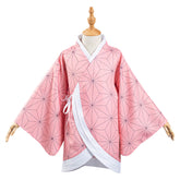 Kids Children Nezuko Pink Coat Cosplay Costume Halloween Suit