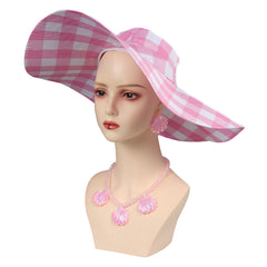 Barbie 2023 Margot Robbie Barbie Ear Pendants Sunscreen Cap Necklace Cosplay Hat Earings Halloween Carnival Costume Accessories Gifts