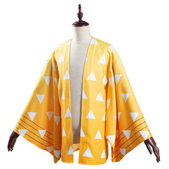 Zenitsu Yellow Kimono Coat Cosplay Costume Halloween Suit