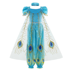 Kids Girls Movie Aladdin Princess Jasmine Cosplay Costume Outfits Halloween Carnival Suit