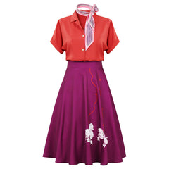 Women 1950s Poodle Rockabilly Retro Swing Dress Grease Fancy Dress Halloween Carnival Suit