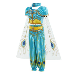 Kids Girls Movie Aladdin Princess Jasmine Cosplay Costume Outfits Halloween Carnival Suit