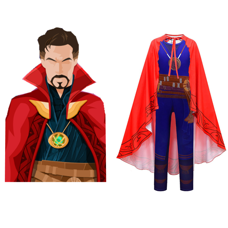 Halloween Doctor Strange Costume Jumpsuit Cape Set Outfit