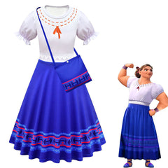 Encanto Luisa Cosplay Costume Kids Children Dress Bag Outfits Halloween Carnival Suit