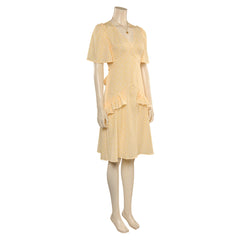 Movie Barbie 2023 Margot Robbie Barbie Yellow Dress Outfits Cosplay Costume Halloween Carnival Suit