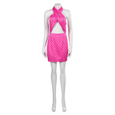 2023 Barbie Movie Margot Robbie Barbie Pink Polka Dot Dress Cosplay Costume Outfits Halloween Carnival Suit