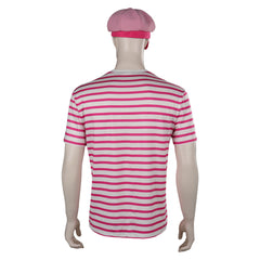 Movie Barbie 2023 Ken Outfits Cosplay Costume Red Stripe T-shirt Halloween Carnival Suit