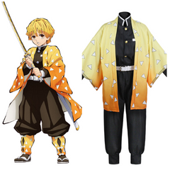 Anime Adult Agatsuma Zentisu Yellow Uniform Outfit Set Cosplay Costume Halloween Carnival Suit