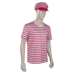 Movie Barbie 2023 Ken Outfits Cosplay Costume Red Stripe T-shirt Halloween Carnival Suit