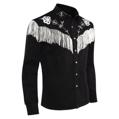 Movie Barbie 2023 Ken Black Denim Tassel Shirt Outfits Cosplay Costume Halloween Carnival Suit