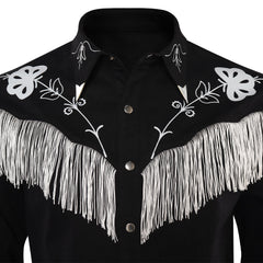 Movie Barbie 2023 Ken Black Denim Tassel Shirt Outfits Cosplay Costume Halloween Carnival Suit