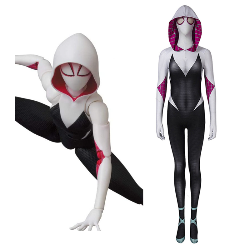 Movie Spider Man Into the Spider Verse Gwen Stacy Cosplay Costume Ju