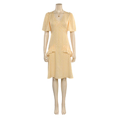Movie Barbie 2023 Margot Robbie Barbie Yellow Dress Outfits Cosplay Costume Halloween Carnival Suit