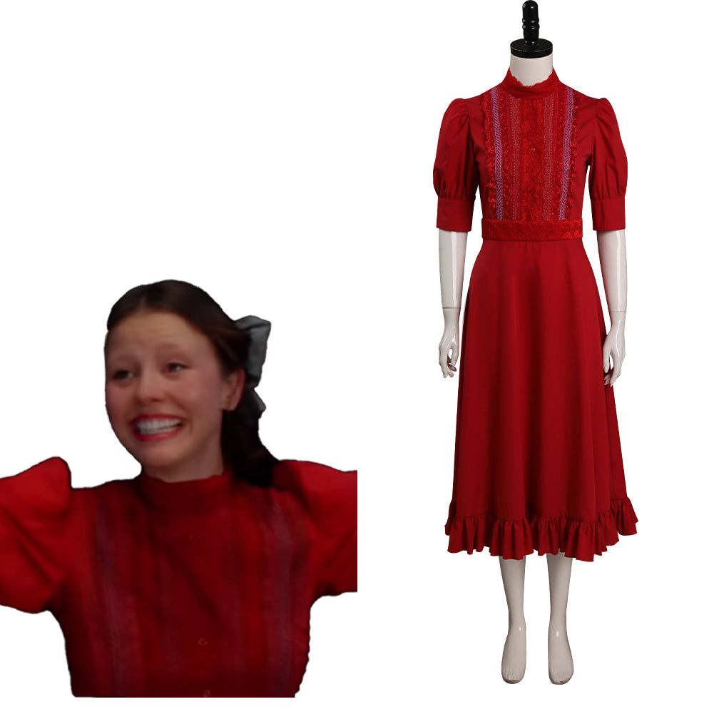 Horror Movie Pearl (2022) Pearl Red Dress Outfits Cosplay Costume Hall