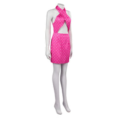 2023 Barbie Movie Margot Robbie Barbie Pink Polka Dot Dress Cosplay Costume Outfits Halloween Carnival Suit