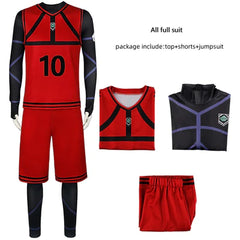 Anime Blue Lock Football Uniform Cosplay Costume Top Shorts Outfits Halloween Carnival Suit