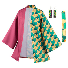 Giyuu Tomioka Robe With Earrings Belt Set Outfits Halloween Cosplay Costume