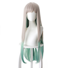 Anime Jibaku Shounen Yashiro Nene Silver Gray Gradient Green Long Hair Cosplay Wig