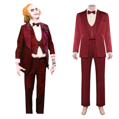 Movie Beetlejuice Movie Betelgeuse Red Wedding Uniform Set Outfits Cosplay Costume Halloween Carnival Suit