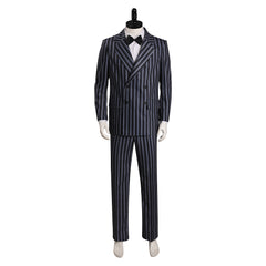 Gomez Black Striped Suit Set Outfits Cosplay Costume Halloween Carnival Suit