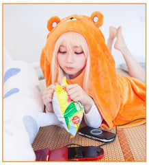 Himouto! Umaru-chan Umaru Doma Orange Cloak Marmot Groundhog Cosplay Flannel Blancket Costume