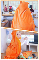 Himouto! Umaru-chan Umaru Doma Orange Cloak Marmot Groundhog Cosplay Flannel Blancket Costume