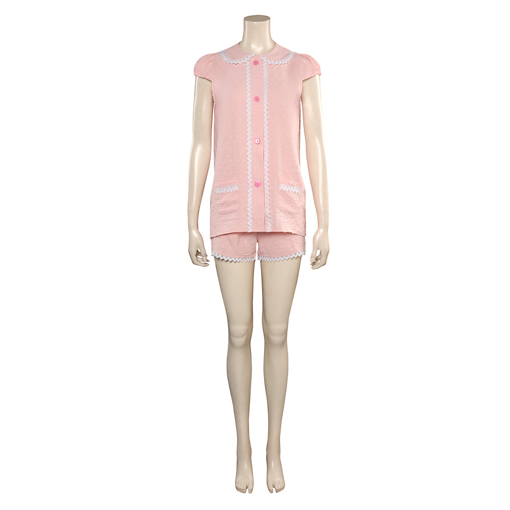Movie Barbie 2023 Margot Robbie Barbie Pink Sleepwear Pajamas Cosplay Costume Outfits Halloween Carnival Suit