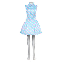 Movie Barbie 2023 Margot Robbie Barbie Outfits Blue Dress Cosplay Costume Halloween Carnival Suit