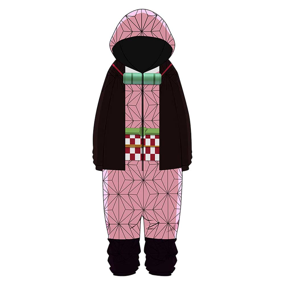 Anime Kids Children Kamado Nezuko Pink Sleepwear Outfits Cosplay Costume Halloween Carnival Suit