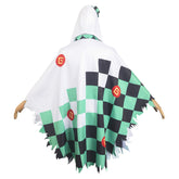 Anime Kamado Tanjirou Green Ghost Hooded Cloak Outfits Cosplay Costume Halloween Carnival Suit