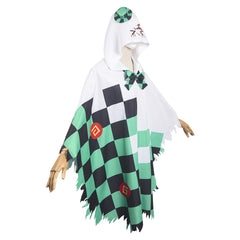 Anime Kamado Tanjirou Green Ghost Hooded Cloak Outfits Cosplay Costume Halloween Carnival Suit