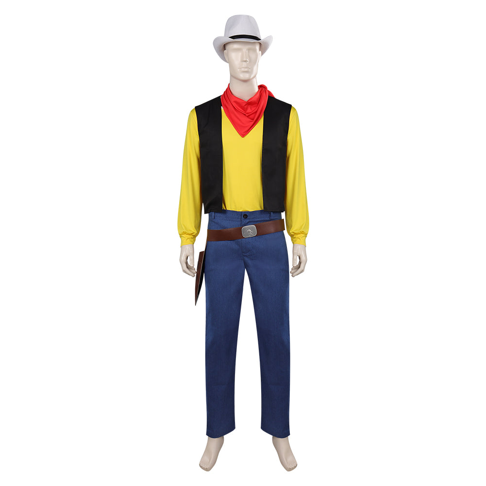 Anime Lucky Luke Yellow Set Outfits Cosplay Costume Halloween Suit