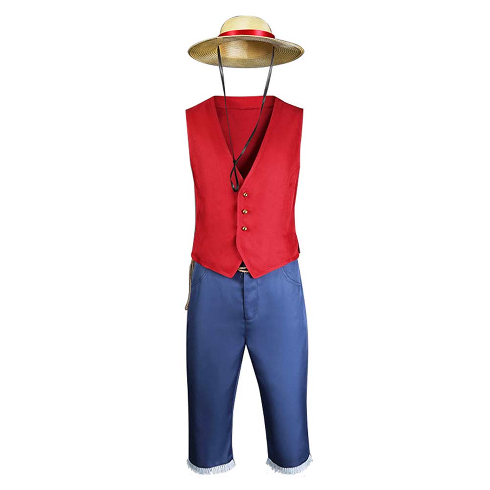 Anime One Piece Luffy Set Outfits Cosplay Costume Halloween Carnival Suit