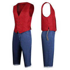 Anime One Piece Luffy Set Outfits Cosplay Costume Halloween Carnival Suit
