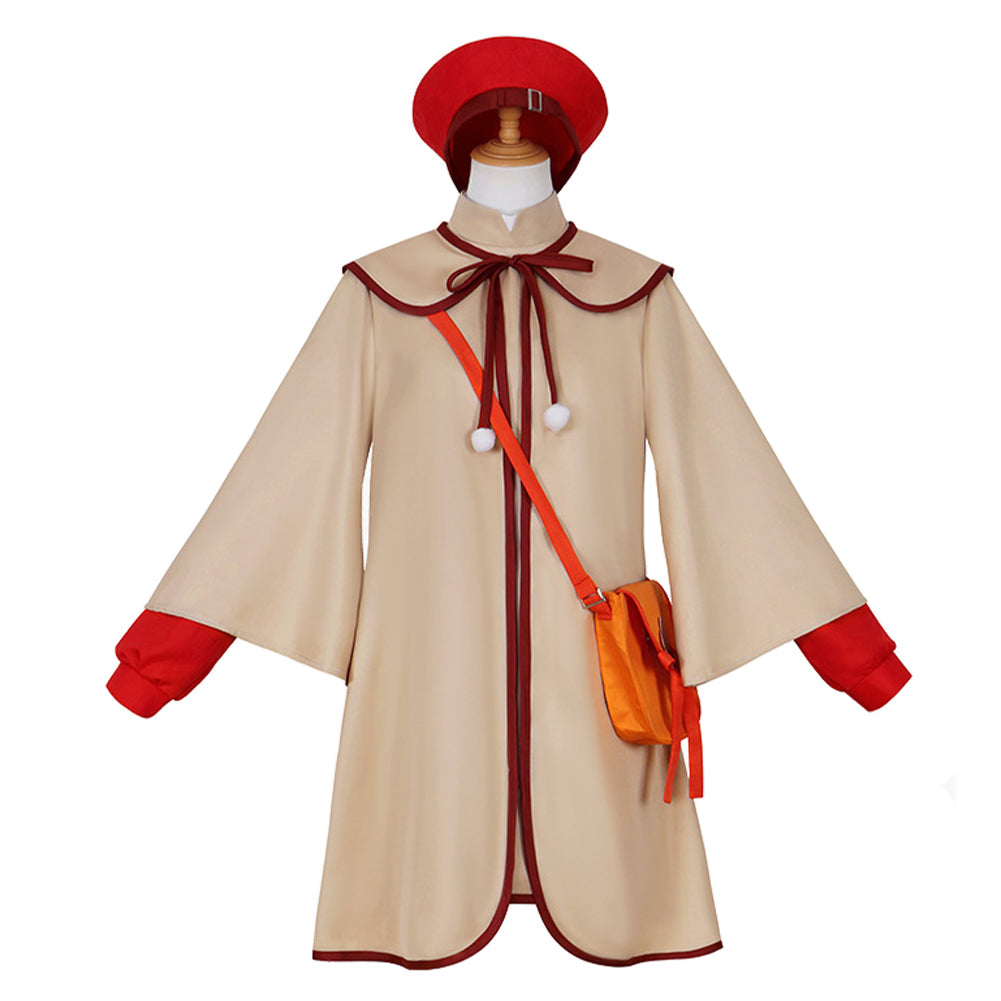 Anime Anya Brown Coat Red Dress Set Outfits Cosplay Costume