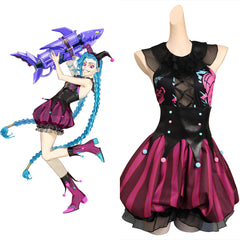 Arcane: League of Legends Jinx Cosplay Costume Clown Dress Outfits Halloween Carnival Suit-Coshduk