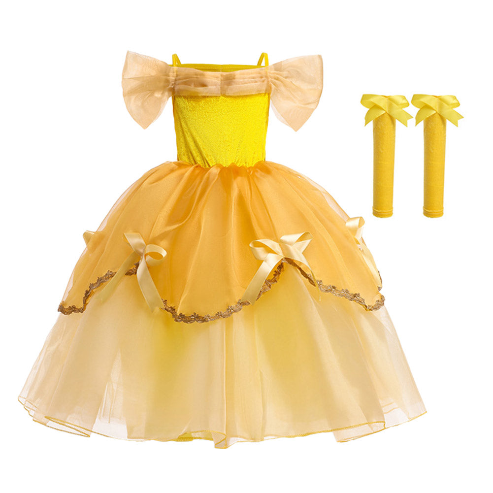 Kids Girls Beauty And The Beast Belle Cosplay Costume Outfits Halloween Carnival Suit