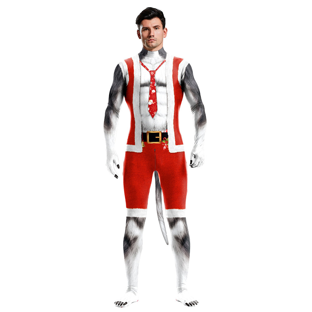Christmas Red Husky Dog Jumpsuit Outfits Cosplay Costume Outfits Halloween Carnival Suit