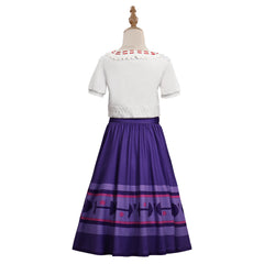 Kids Encanto Luisa Madrigal Cosplay Costume T-shirt Skirt Outfits Halloween Carnival Suit