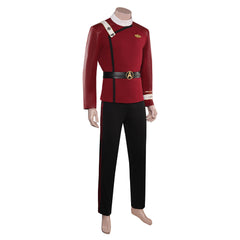 TV Star Trek: Strange New Worlds Captain Christopher Pike Outfits Red Uniform Set Cosplay Costume Halloween Carnival Suit