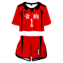 Anime Nekoma High School NO 1 Kuroo Tetsurou Cosplay Costume For Women Jersey Sports Wear Uniform Top Shorts