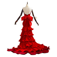 Game Final Fantasy VII Remake Halloween Red Party Dress Aerith Aeris Gainsborough Cosplay Costume
